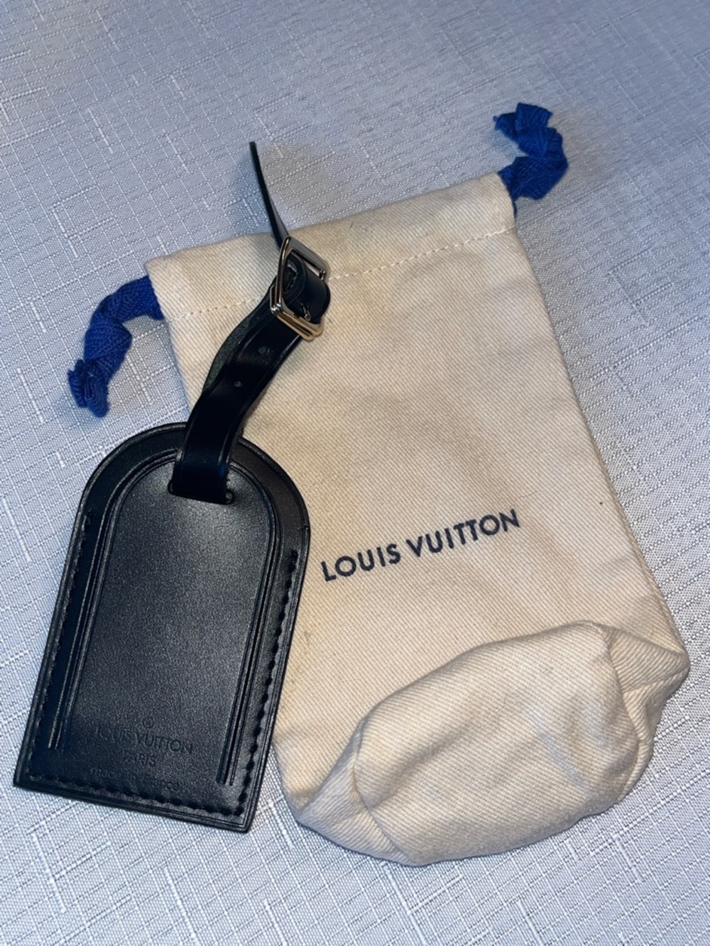 Louis Vuitton LV Black Calfskin Leather Luggage Tag - Brass Hardware WITH DUSTY - Picture 11 of 14